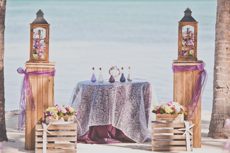 Shades Of Purple Wedding Reception Beach Reception Resort